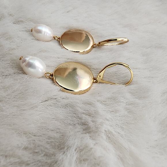 J. Crew Soleil Gold Sun Coin Pearl Drop Earrings Celestial Crystal Dangle NEW - Picture 10 of 12